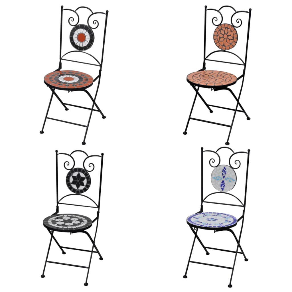 vidaXL Folding Bistro Chairs 2 Pcs Folding Outdoor Chair for Patio Ceramic-8