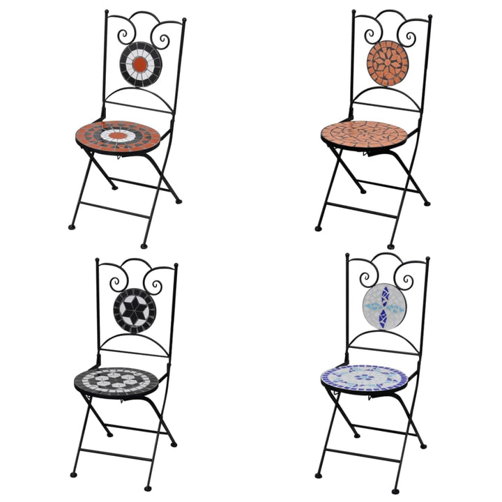vidaXL Folding Bistro Chairs 2 Pcs Folding Outdoor Chair for Patio Ceramic-8