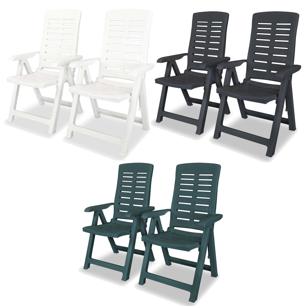 vidaXL Reclining Patio Chairs Outdoor Stack Dining Chair with Armrest Plastic-26