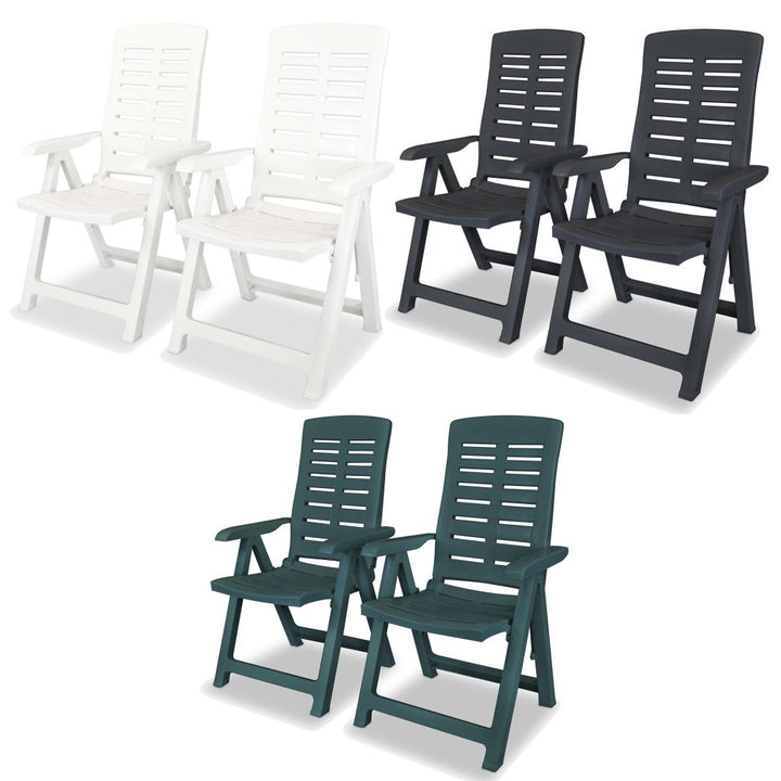 vidaXL Reclining Patio Chairs Outdoor Stack Dining Chair with Armrest Plastic-26