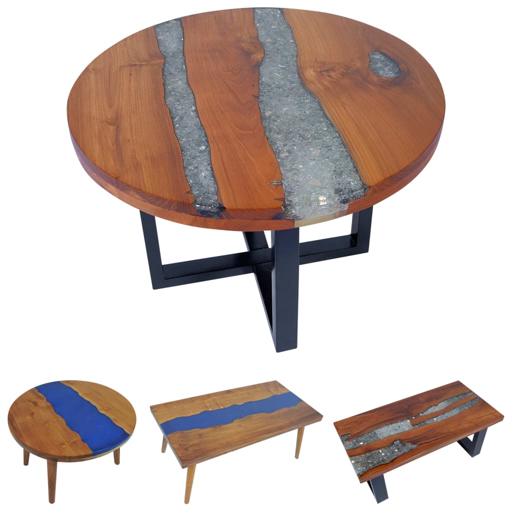 vidaXL Coffee Table End Table Side Table Living Room Furniture Teak Resin-7