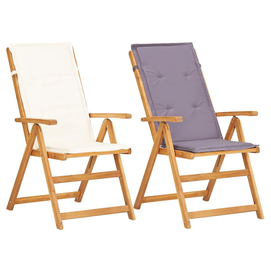 vidaXL Outdoor Recliner Chairs 2 Pcs Patio Reclining Chair Solid Wood Acacia-0