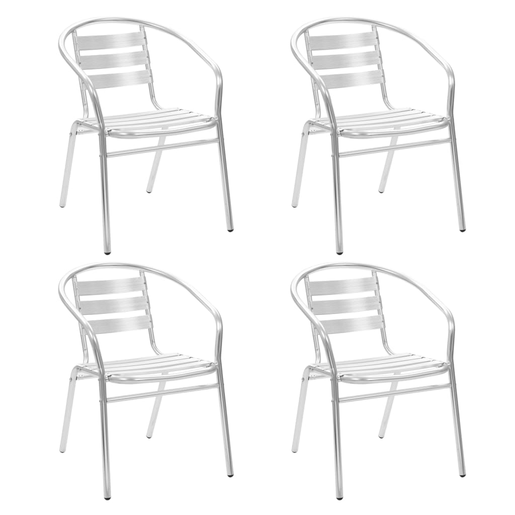 vidaXL Stackable Patio Chairs Outdoor Chair with Triple Slat Back Aluminum-6