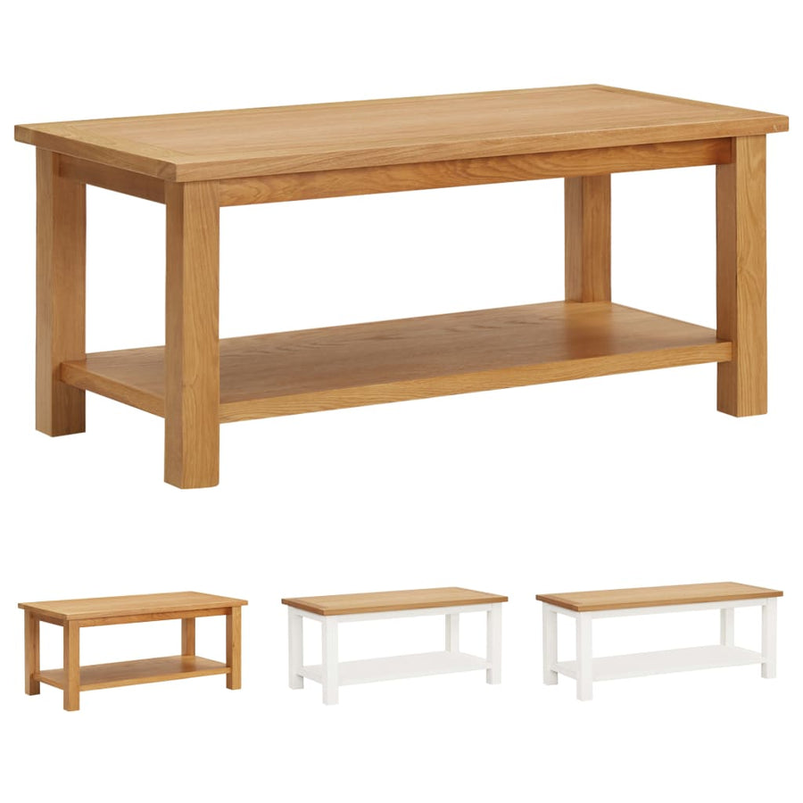vidaXL Coffee Table End Table with Storage Shelf Sofa Table Solid Wood Oak-10