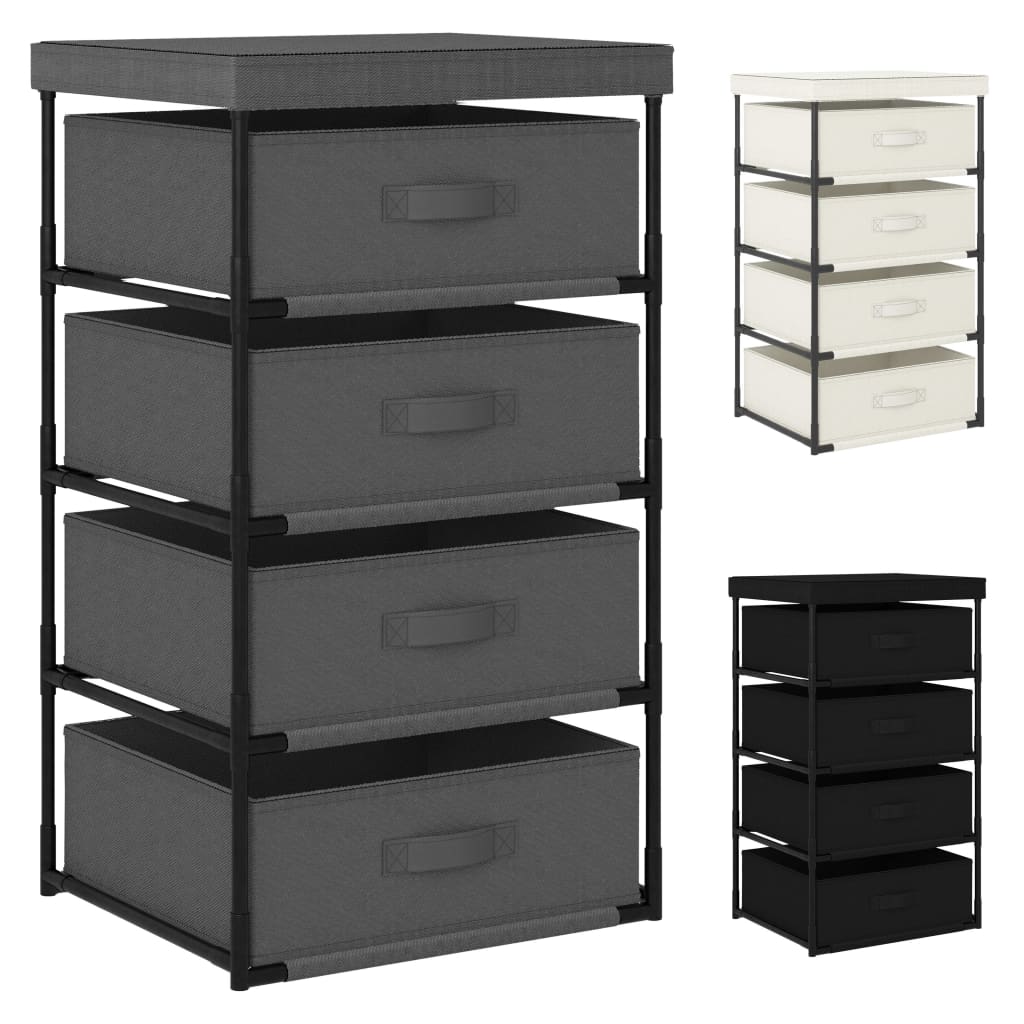 vidaXL Cabinet Storage Rack Drawer Cabinet Shelf with 4 Fabric Baskets Steel-3