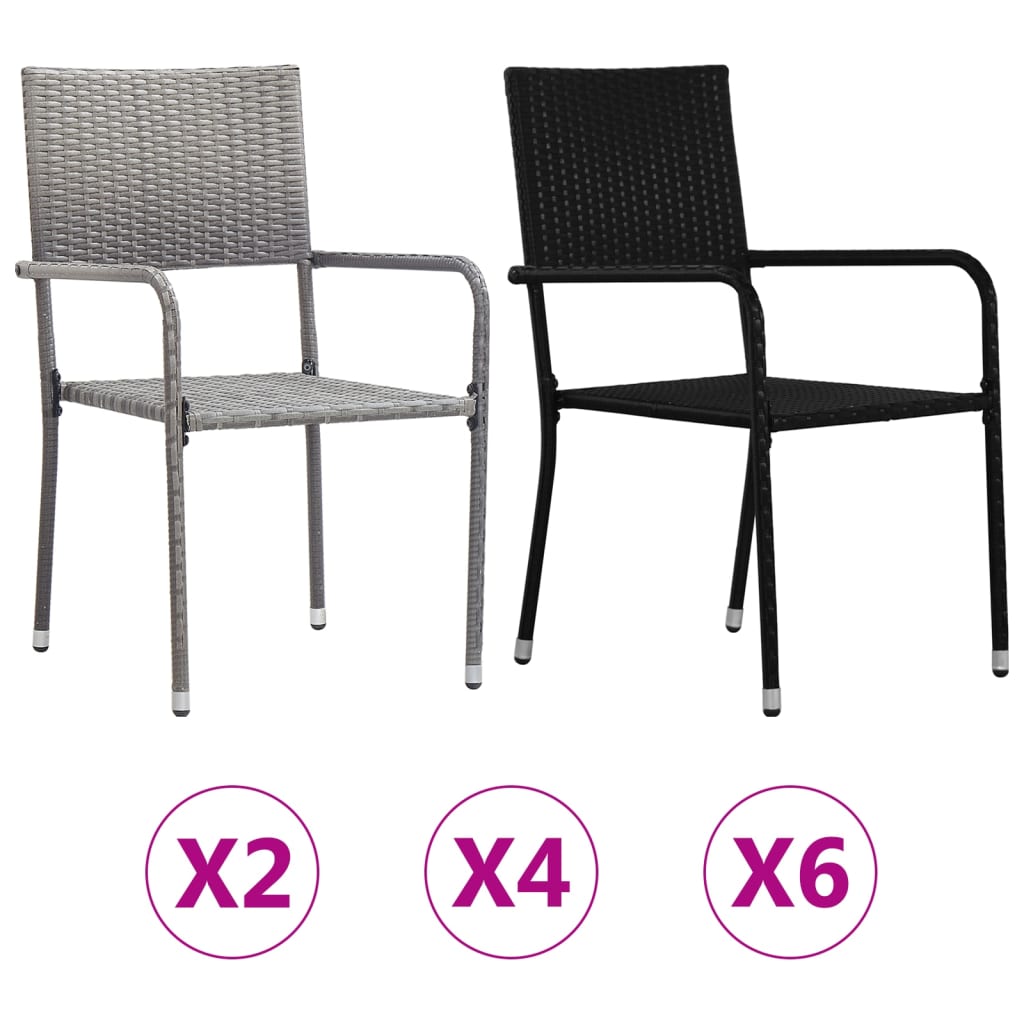 vidaXL Patio Dining Chairs Outdoor Rattan Wicker Dining Chair Poly Rattan-33
