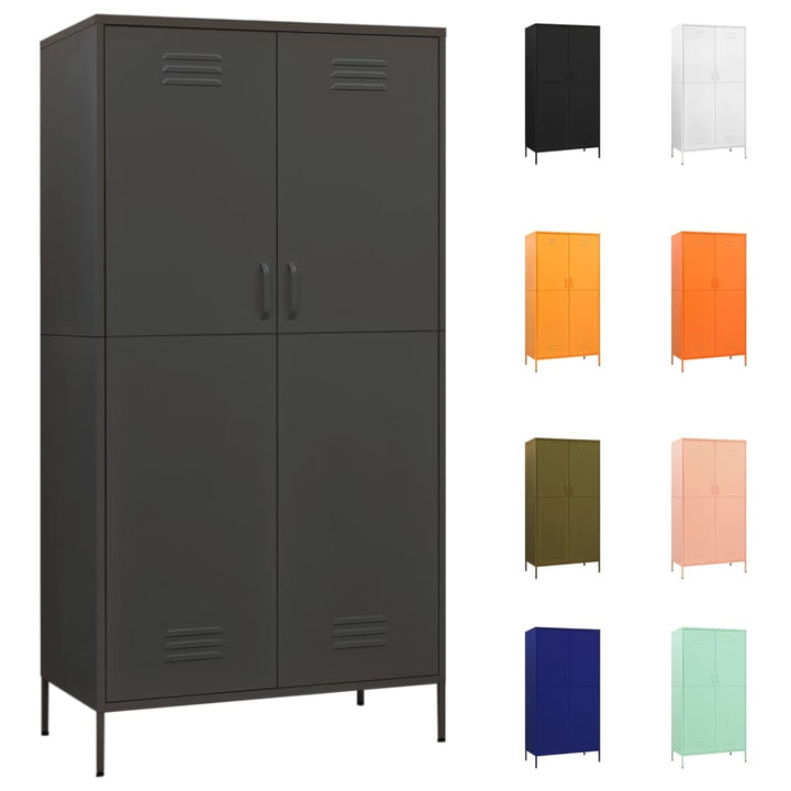 vidaXL Wardrobe Armoire Closet Clothes Storage Organizer for Bedroom Steel-27
