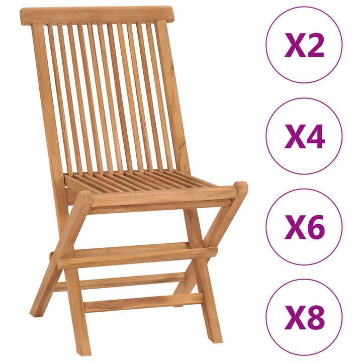 vidaXL Patio Folding Chairs Outdoor Garden Camping Lawn Chair Solid Wood Teak-5