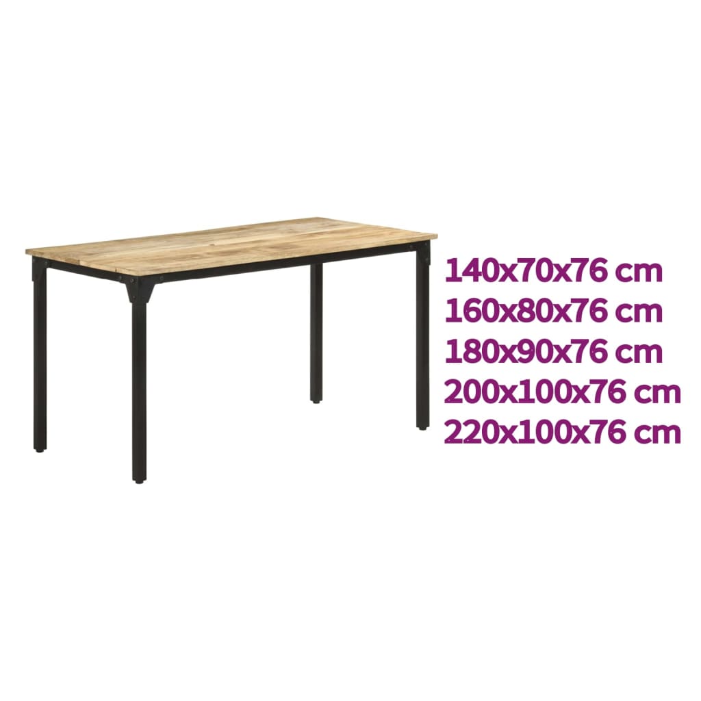 vidaXL Dining Table Kitchen Table Dining Room Dinner Table Rough Mango Wood-3