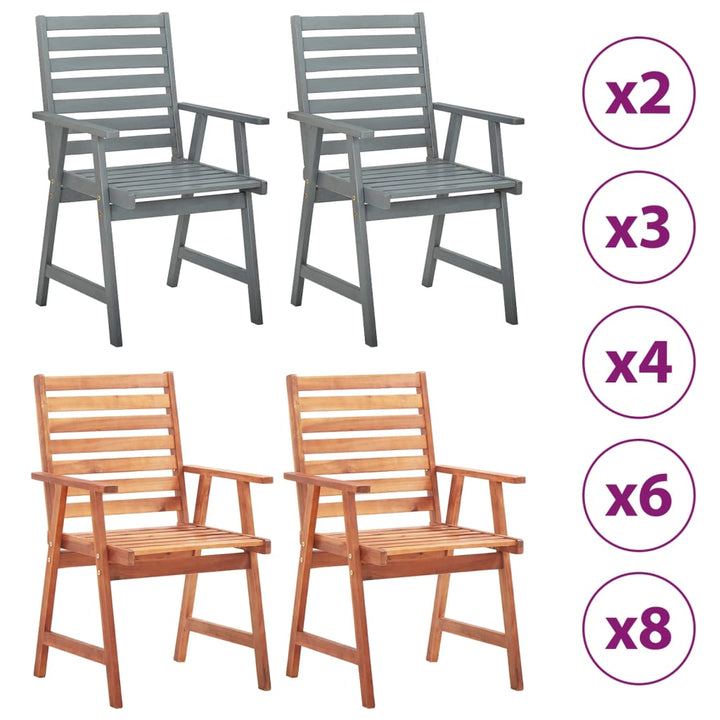 vidaXL Patio Dining Chairs Outdoor Dining Chair for Deck Solid Wood Acacia-5
