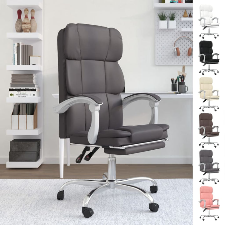 vidaXL Reclining Office Chair Black Faux Leather-7