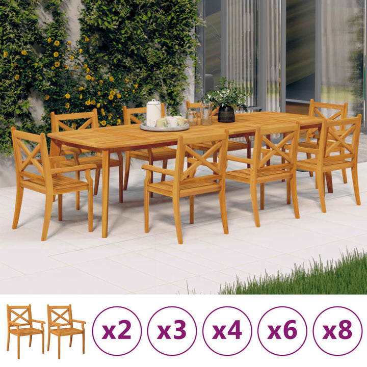 vidaXL Outdoor Dining Chairs Patio Dining Chair with Armrest Solid Wood Acacia-6