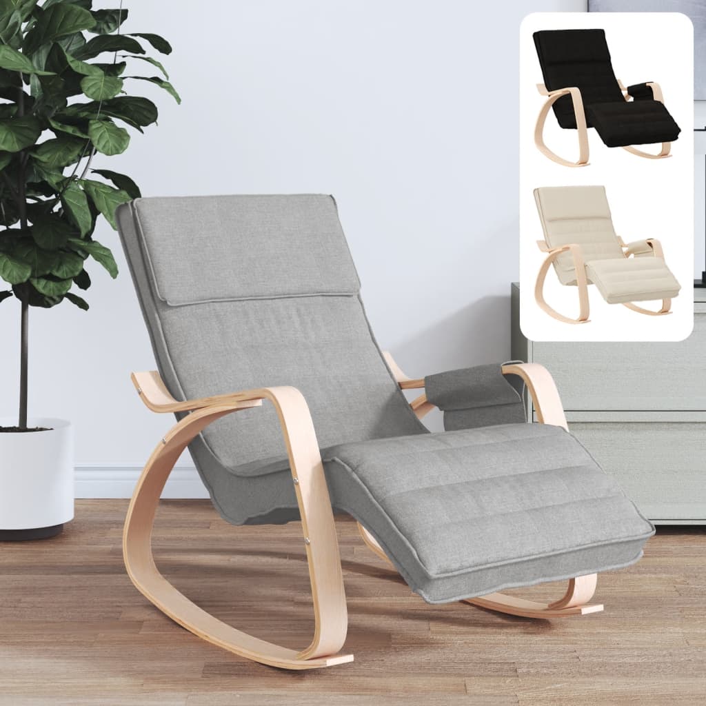 vidaXL Rocking Chair Cream Fabric-18
