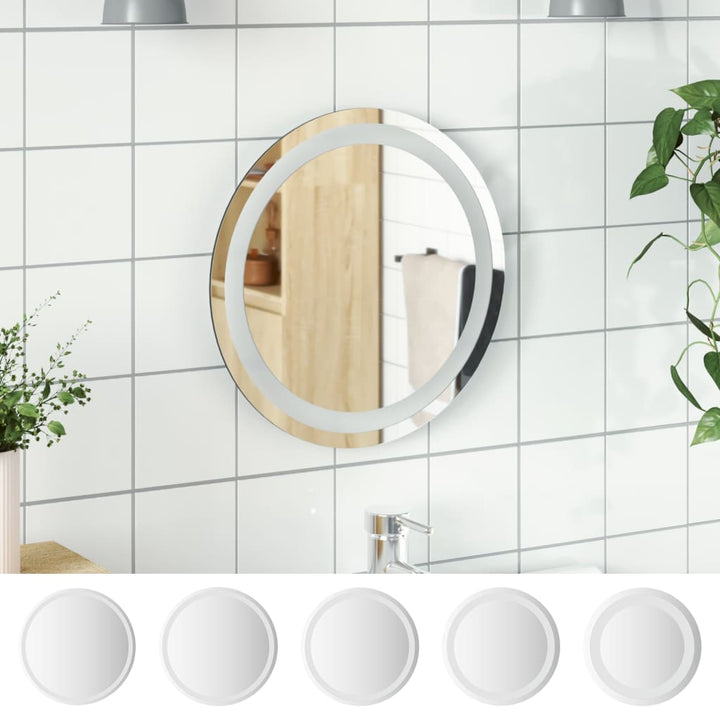 vidaXL LED Bathroom Mirror Wall Mounted Vanity Mirror for Home Bathroom Round-32