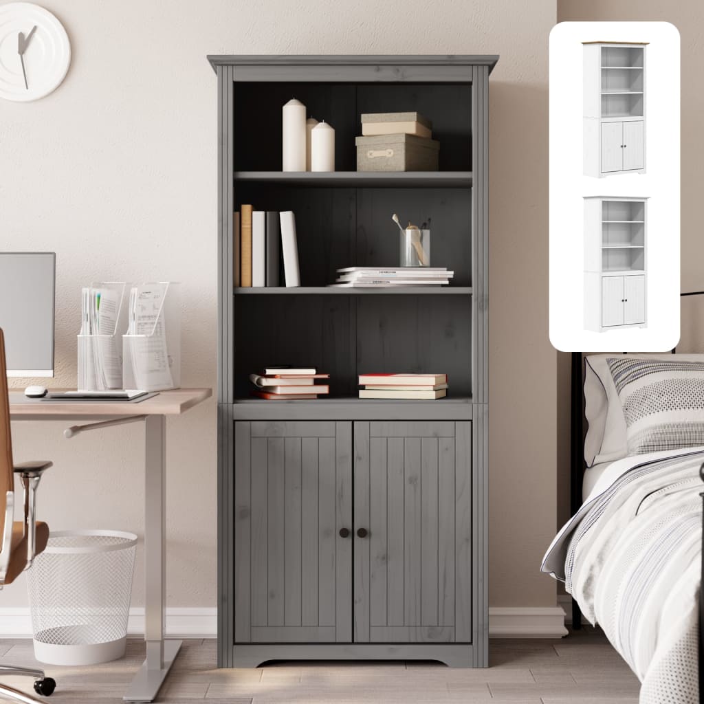 vidaXL Bookshelf Storage File Cabinet Shelf with Doors BODO Solid Wood Pine-21