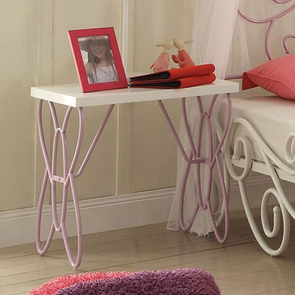 22" Lilac and White Rectangular Nightstand With Top-1