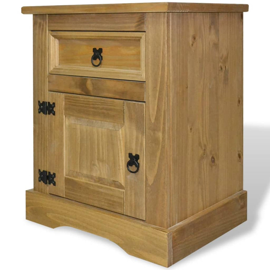 vidaXL Nightstand Storage Cabinet Table with Drawer Mexican Pine Corona Range-0