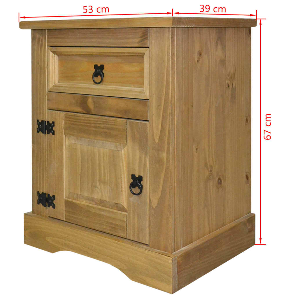 vidaXL Nightstand Storage Cabinet Table with Drawer Mexican Pine Corona Range-2