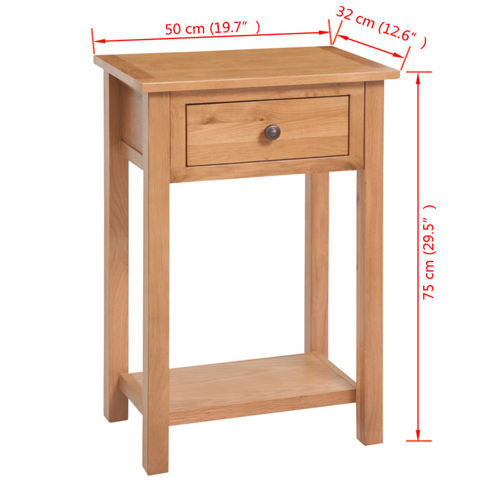 vidaXL Console Table Solid Oak Wood 19.7"x12.6"x29.5" Brown-5