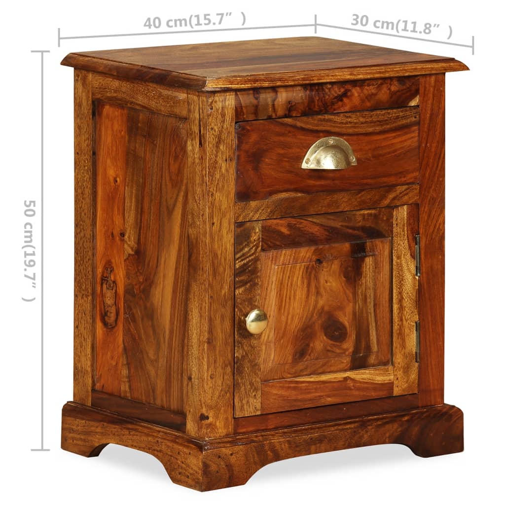 vidaXL Nightstand Storage Bedside Table for Home Bedroom Solid Wood Sheesham-14