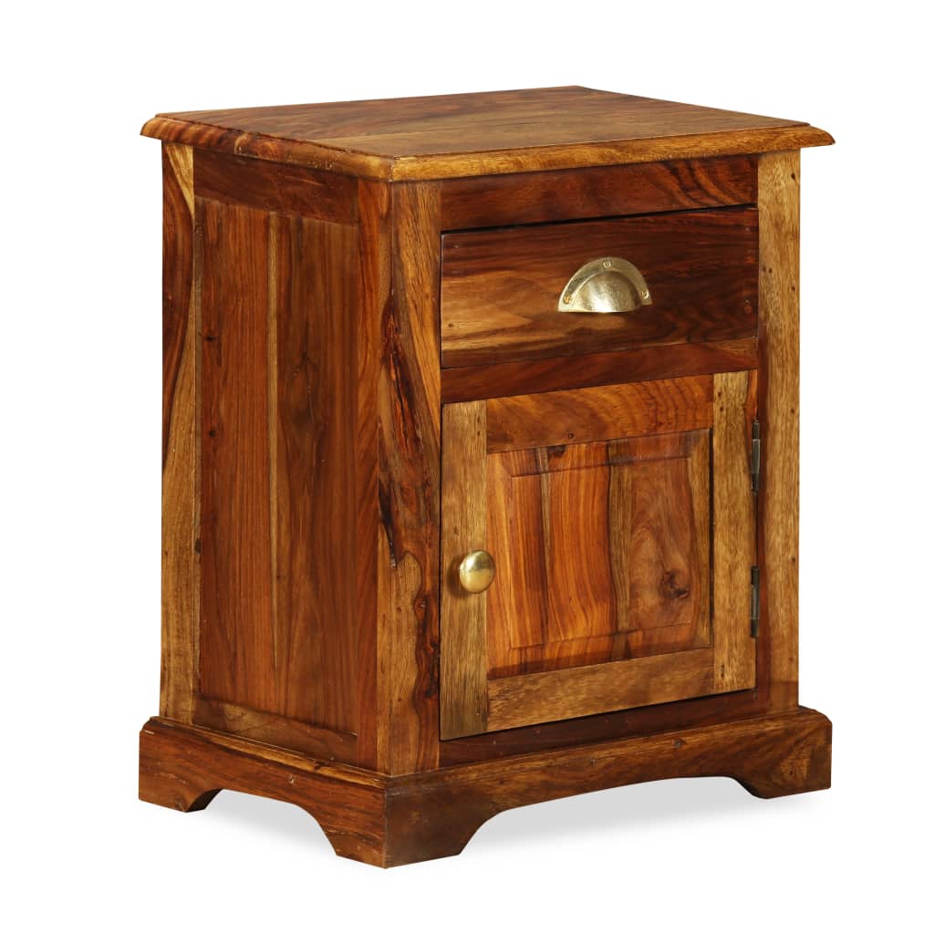 vidaXL Nightstand Storage Bedside Table for Home Bedroom Solid Wood Sheesham-12