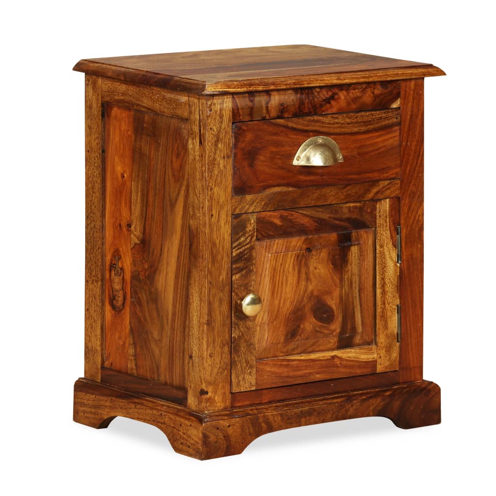 vidaXL Nightstand Storage Bedside Table for Home Bedroom Solid Wood Sheesham-13
