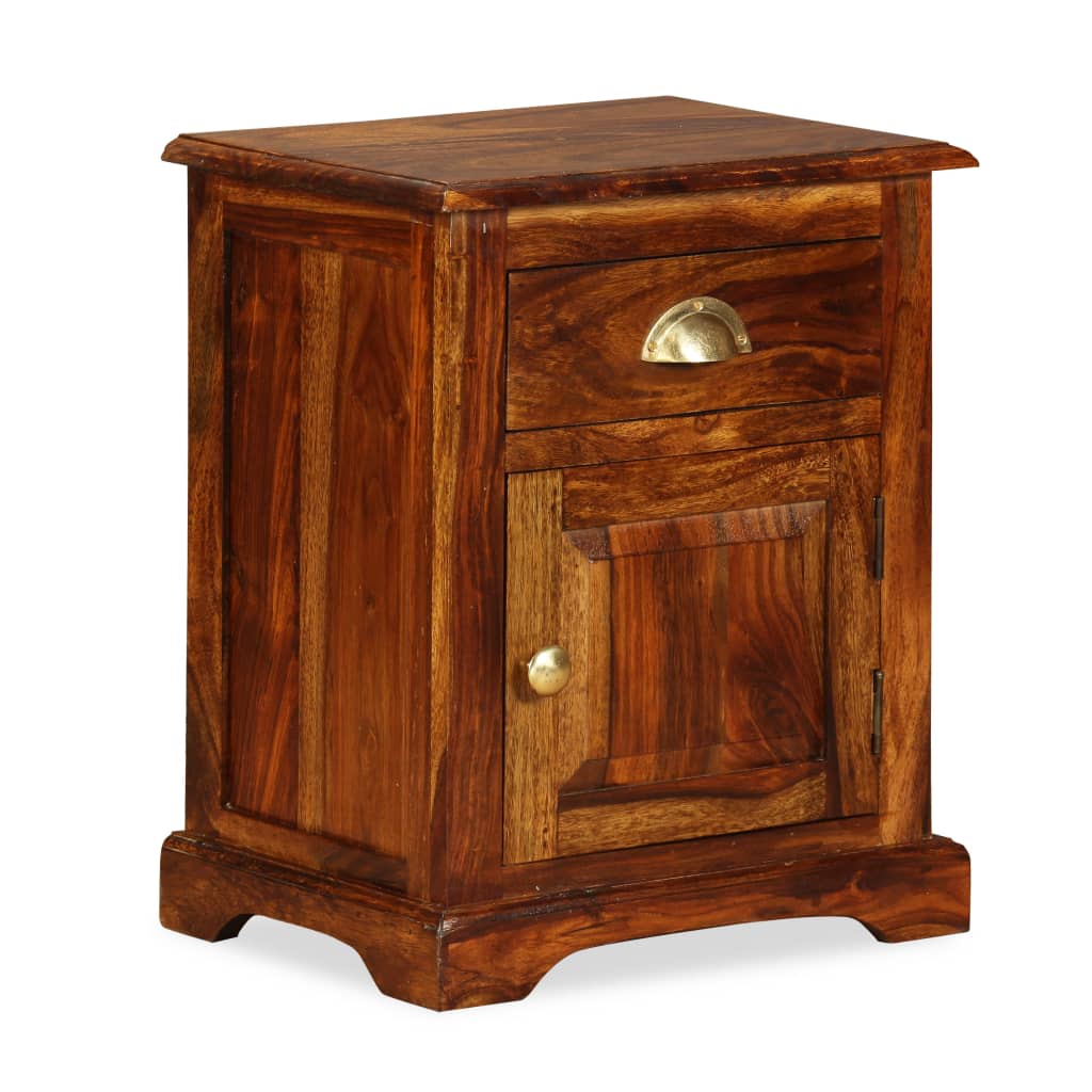 vidaXL Nightstand Storage Bedside Table for Home Bedroom Solid Wood Sheesham-17