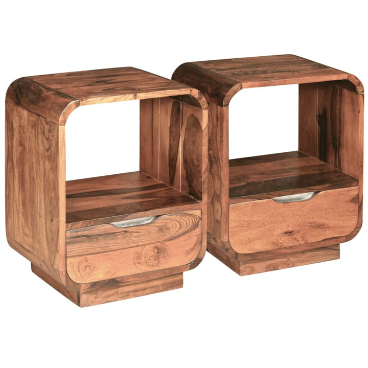 vidaXL Nightstand 2 Pcs Storage Cabinet Bedside Table Solid Wood Sheesham-13