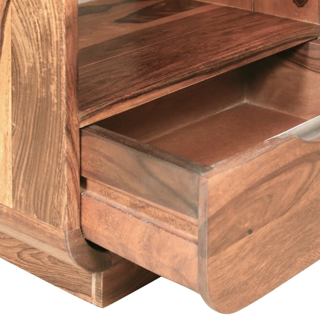 vidaXL Nightstand 2 Pcs Storage Cabinet Bedside Table Solid Wood Sheesham-3