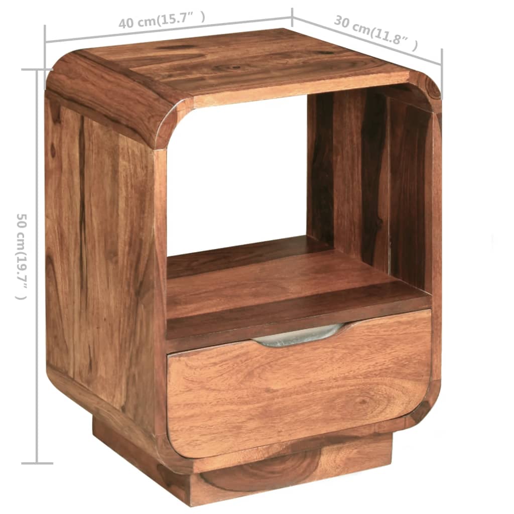 vidaXL Nightstand 2 Pcs Storage Cabinet Bedside Table Solid Wood Sheesham-11