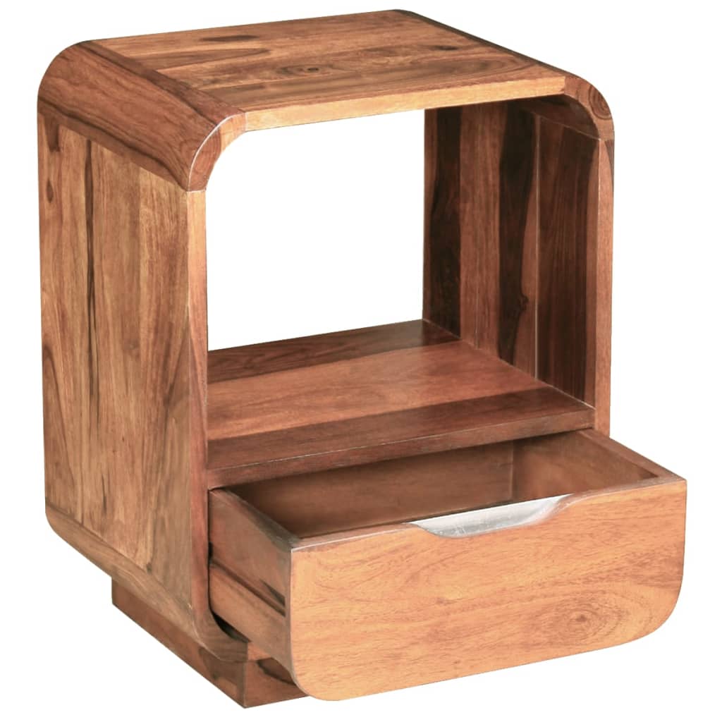 vidaXL Nightstand 2 Pcs Storage Cabinet Bedside Table Solid Wood Sheesham-5