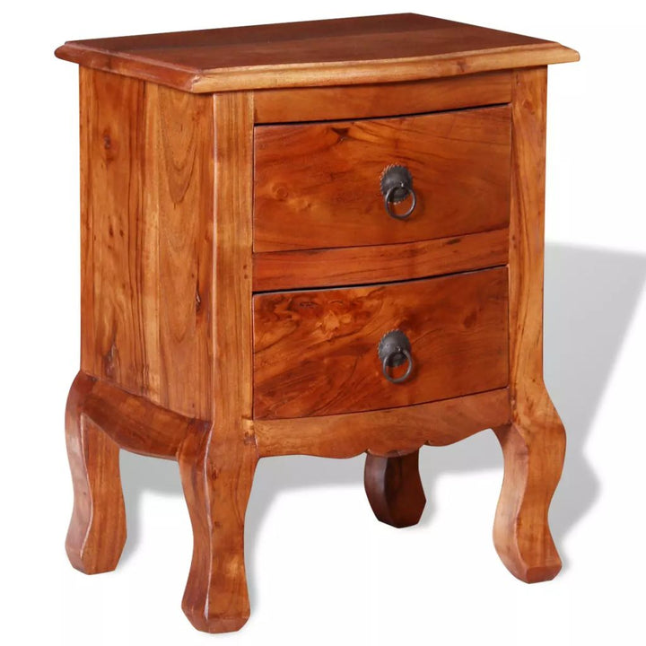 vidaXL 1/2x Nightstand w/ Drawers Solid Acacia Wood End Table Telephone Stand-7