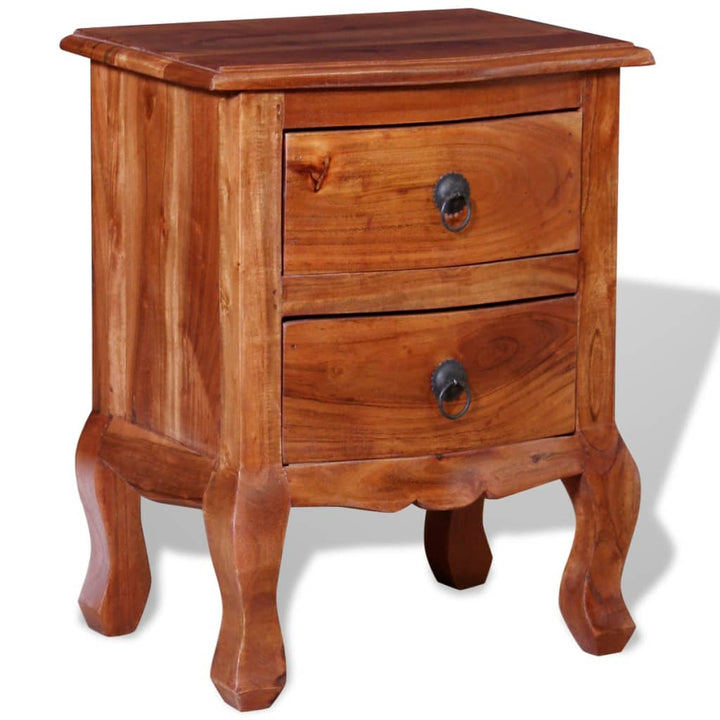 vidaXL 1/2x Nightstand w/ Drawers Solid Acacia Wood End Table Telephone Stand-9