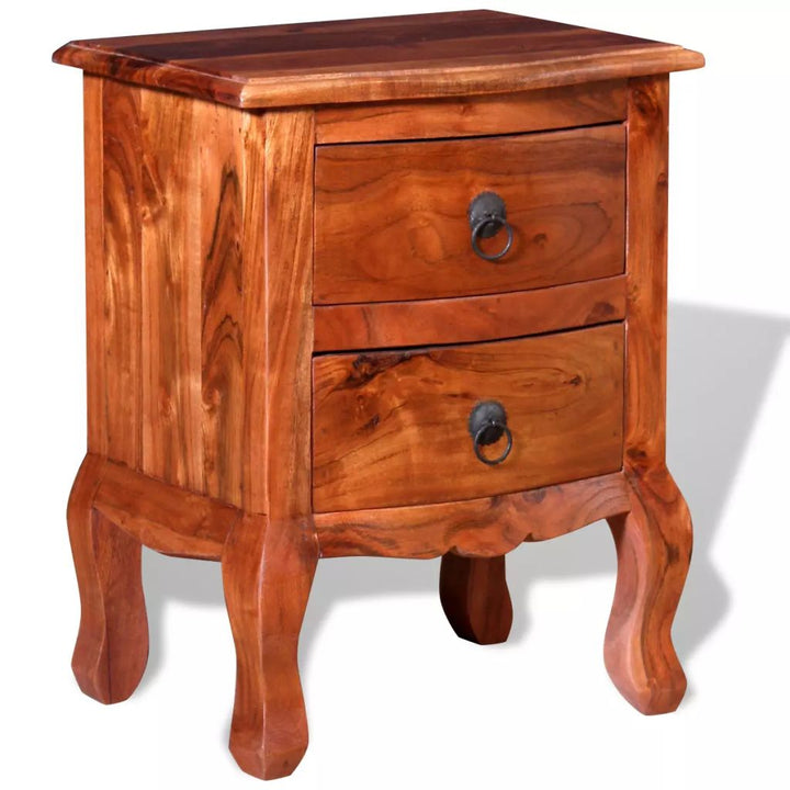 vidaXL 1/2x Nightstand w/ Drawers Solid Acacia Wood End Table Telephone Stand-11