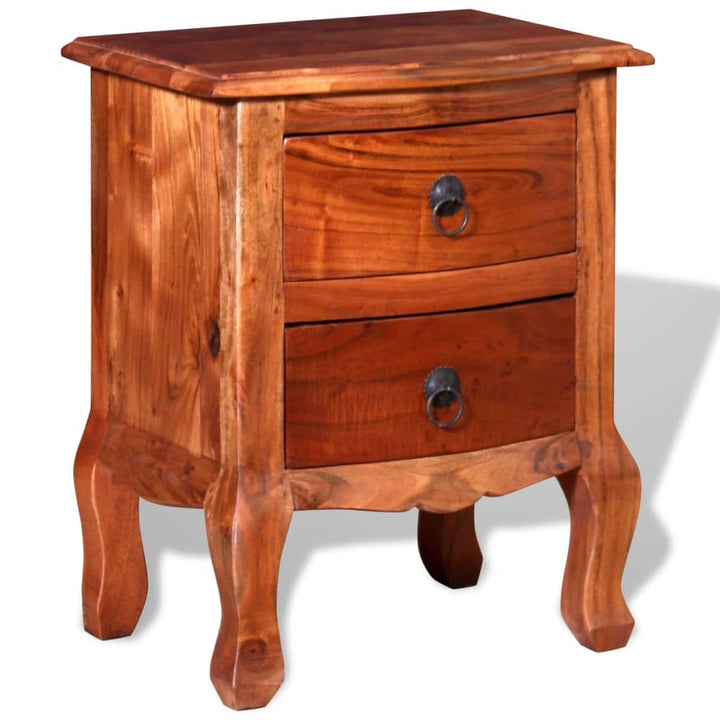 vidaXL 1/2x Nightstand w/ Drawers Solid Acacia Wood End Table Telephone Stand-12