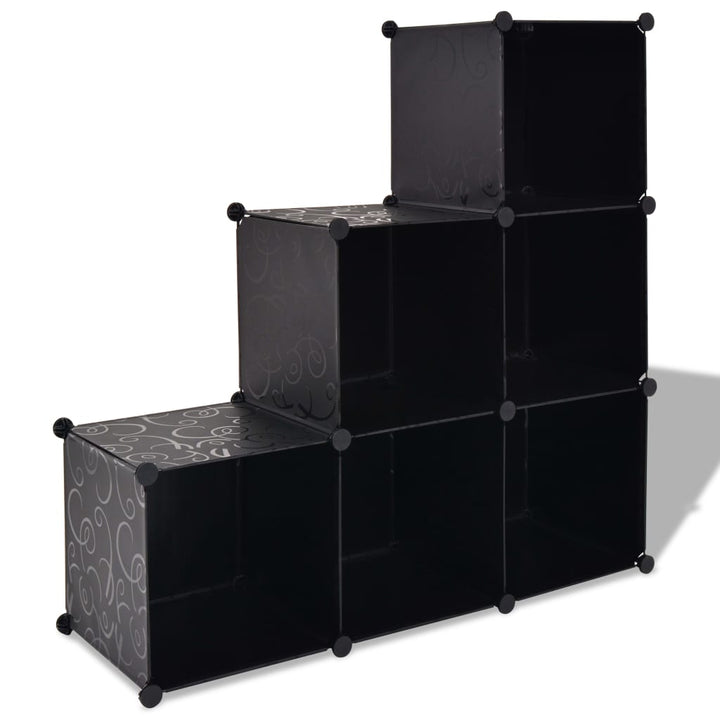 vidaXL Storage Cube Organizer Shoe Shelf with 6/9 Compartments Black/White-7