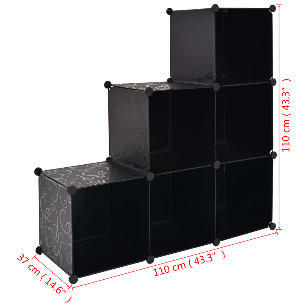 vidaXL Storage Cube Organizer Shoe Shelf with 6/9 Compartments Black/White-4