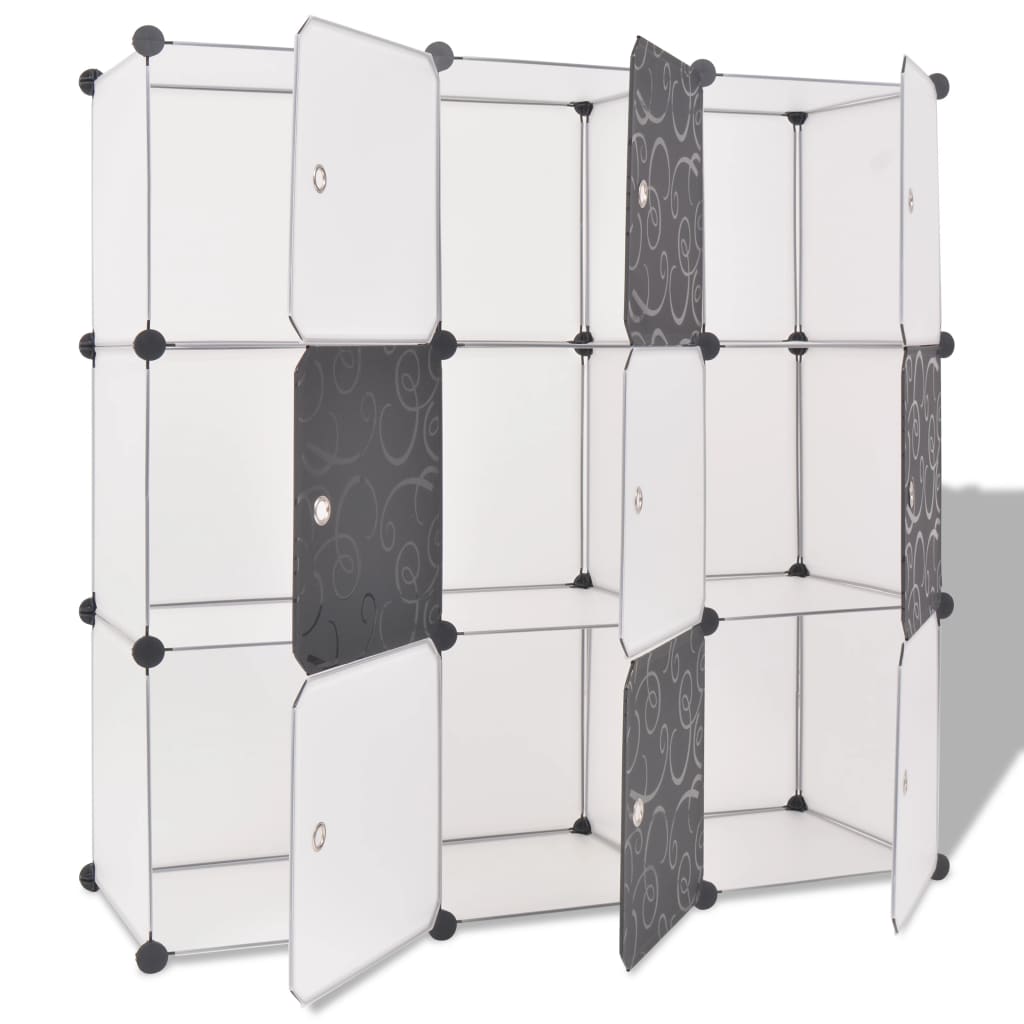 vidaXL Storage Cube Organizer Shoe Shelf with 6/9 Compartments Black/White-14