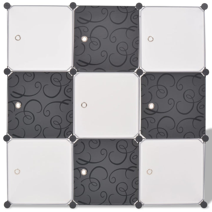 vidaXL Storage Cube Organizer Shoe Shelf with 6/9 Compartments Black/White-6