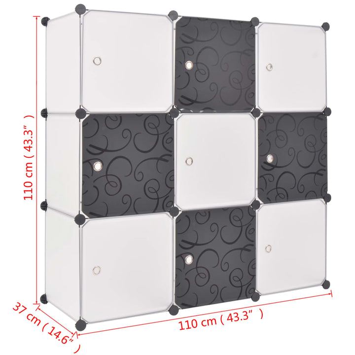 vidaXL Storage Cube Organizer Shoe Shelf with 6/9 Compartments Black/White-8