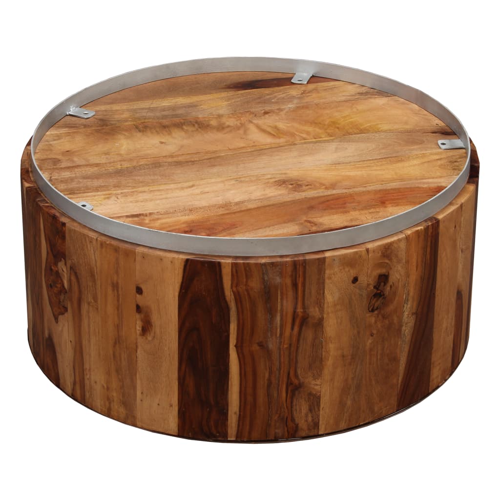 vidaXL Coffee Table Round End Table Accent Sofa Table Solid Wood Reclaimed-11