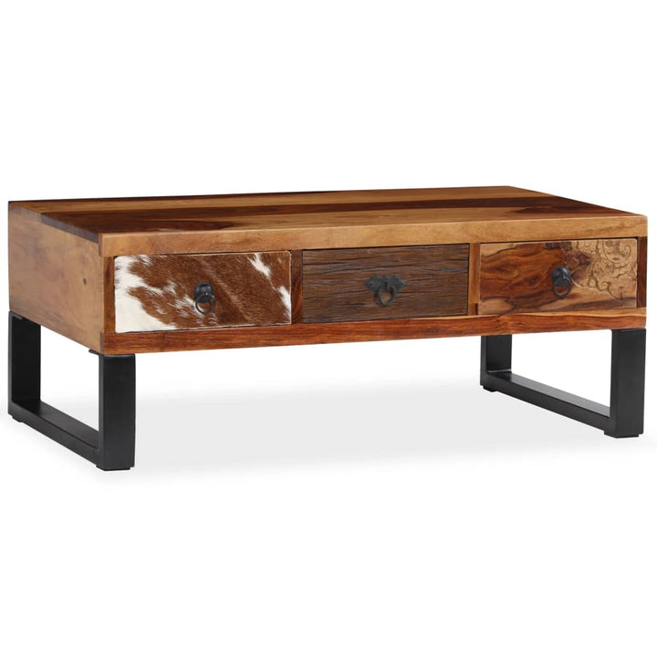 vidaXL Coffee Table End Table Side Sofa Table with Drawers Solid Wood Mango-9