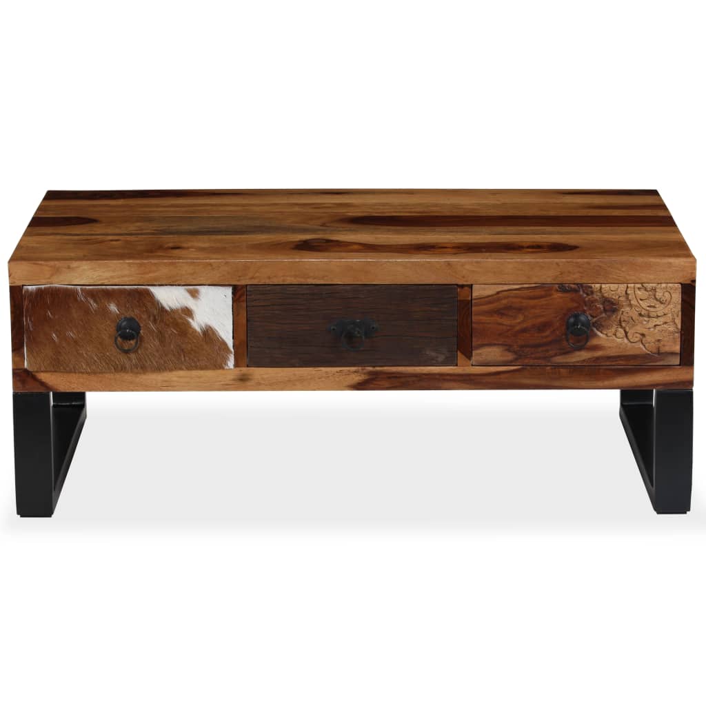 vidaXL Coffee Table End Table Side Sofa Table with Drawers Solid Wood Mango-11