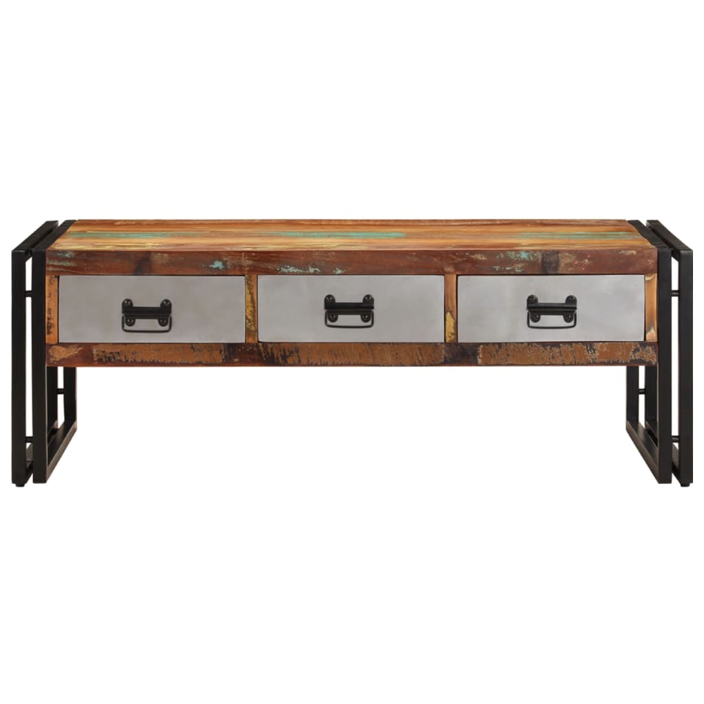 vidaXL Coffee Table with 3 Drawers Solid Reclaimed Wood 39.4"x19.7"x13.8"-4