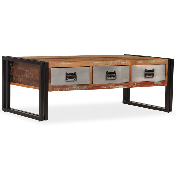 vidaXL Coffee Table with 3 Drawers Solid Reclaimed Wood 39.4"x19.7"x13.8"-9