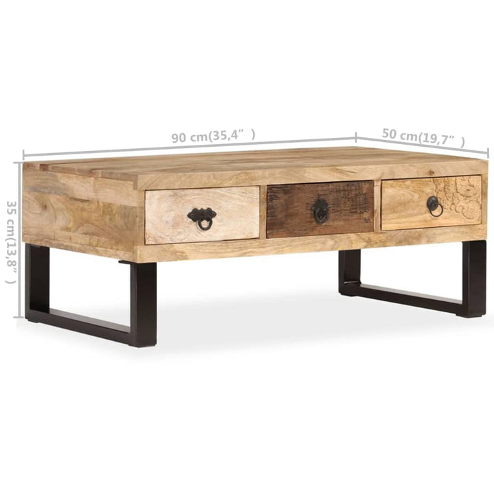 vidaXL Coffee Table End Table Side Sofa Table with Drawers Solid Wood Mango-2