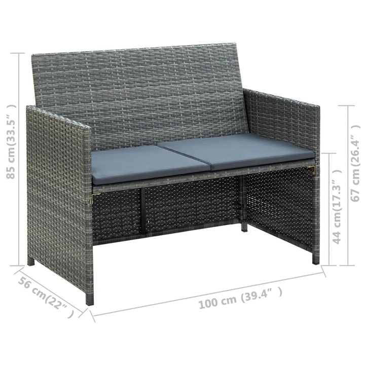 vidaXL 2 Seater Sofa Couch with Cushions Patio Wicker Love Seat PE Rattan-8
