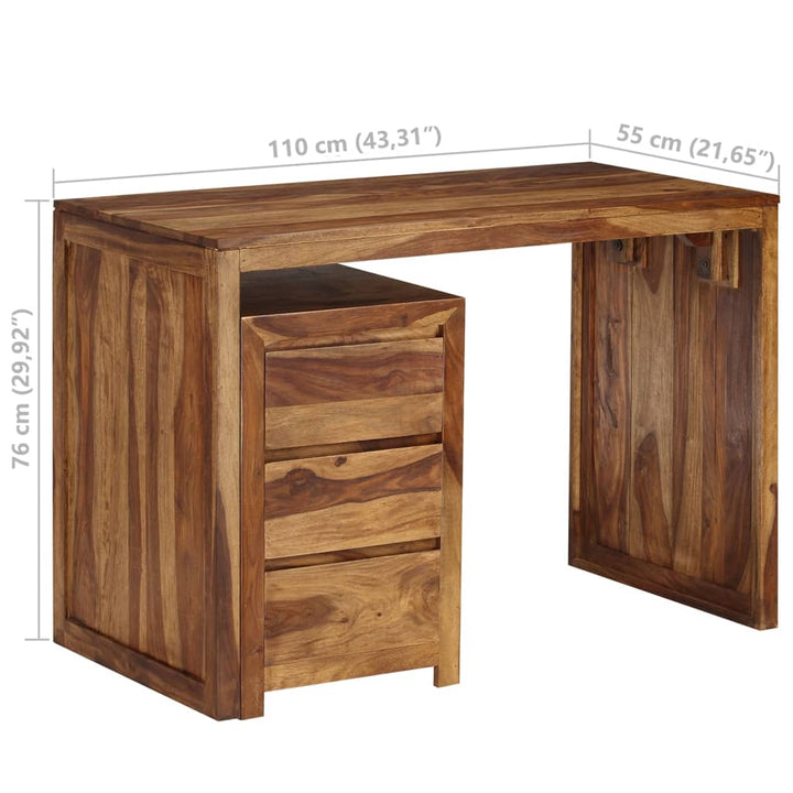 vidaXL Writing Table Solid Sheesham Wood 43.3"x21.7"x29.9"-8
