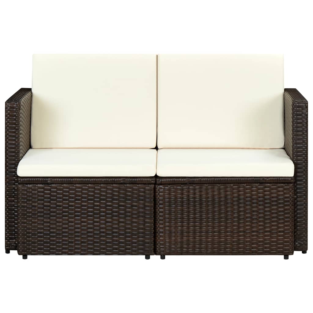 vidaXL 2 Seater Sofa Couch with Cushions Patio Wicker Love Seat PE Rattan-1