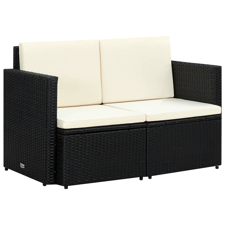vidaXL 2 Seater Sofa Couch with Cushions Patio Wicker Love Seat PE Rattan-3